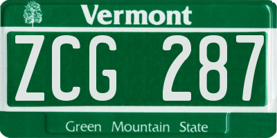 VT license plate ZCG287