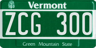 VT license plate ZCG300