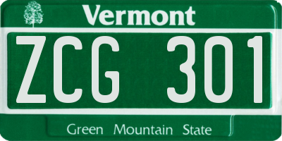 VT license plate ZCG301