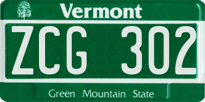 VT license plate ZCG302
