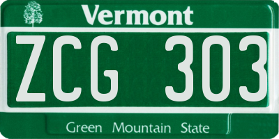 VT license plate ZCG303