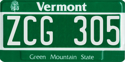 VT license plate ZCG305