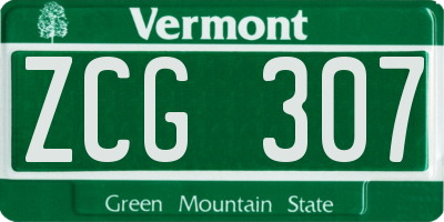 VT license plate ZCG307