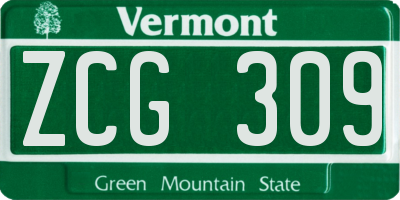 VT license plate ZCG309