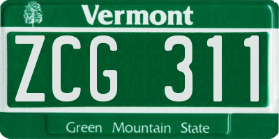 VT license plate ZCG311