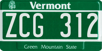 VT license plate ZCG312