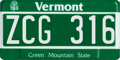 VT license plate ZCG316