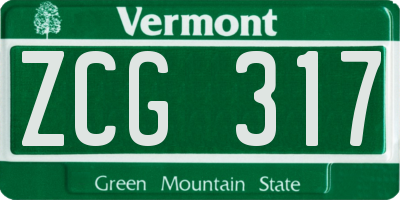 VT license plate ZCG317