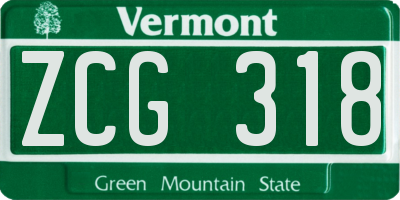 VT license plate ZCG318