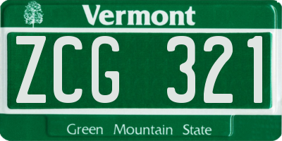 VT license plate ZCG321