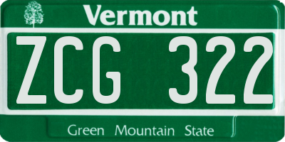 VT license plate ZCG322