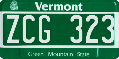 VT license plate ZCG323