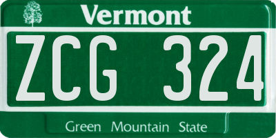VT license plate ZCG324