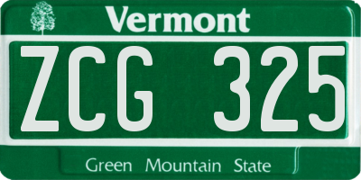 VT license plate ZCG325