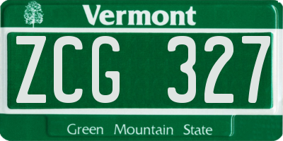 VT license plate ZCG327