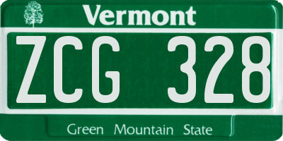 VT license plate ZCG328