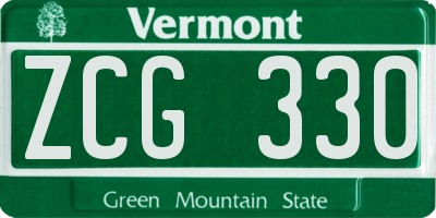 VT license plate ZCG330