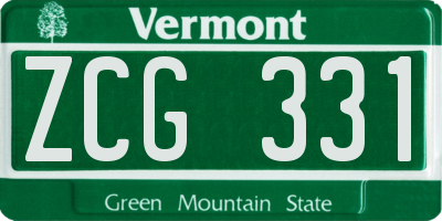 VT license plate ZCG331