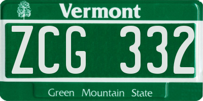 VT license plate ZCG332
