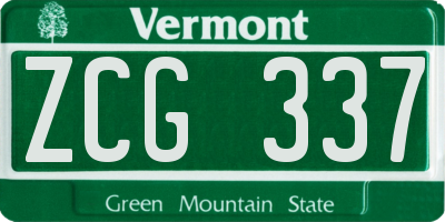 VT license plate ZCG337