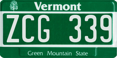 VT license plate ZCG339