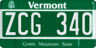 VT license plate ZCG340