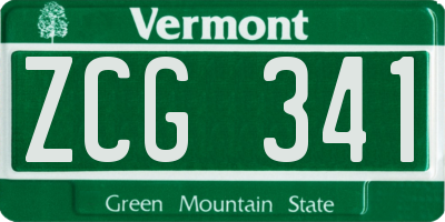 VT license plate ZCG341
