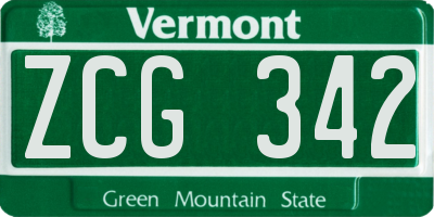 VT license plate ZCG342