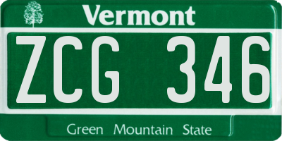 VT license plate ZCG346