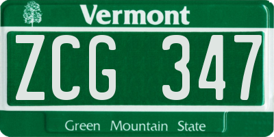 VT license plate ZCG347