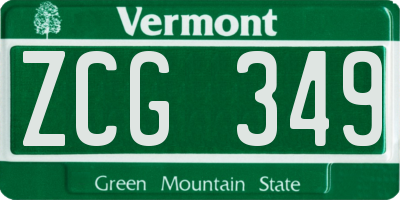 VT license plate ZCG349