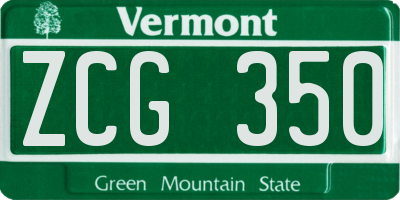 VT license plate ZCG350