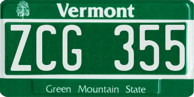 VT license plate ZCG355