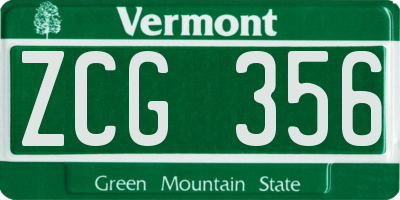 VT license plate ZCG356