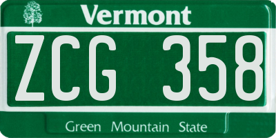 VT license plate ZCG358
