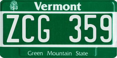 VT license plate ZCG359