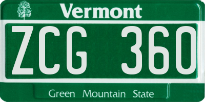 VT license plate ZCG360