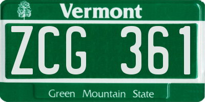 VT license plate ZCG361