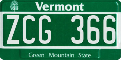 VT license plate ZCG366
