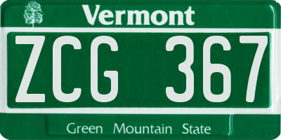 VT license plate ZCG367