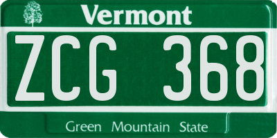 VT license plate ZCG368