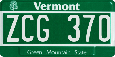 VT license plate ZCG370