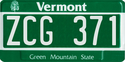 VT license plate ZCG371
