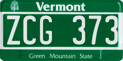 VT license plate ZCG373