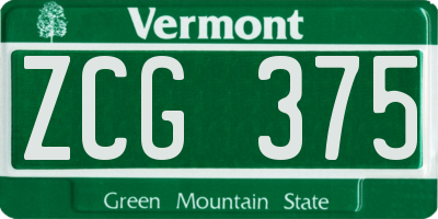 VT license plate ZCG375