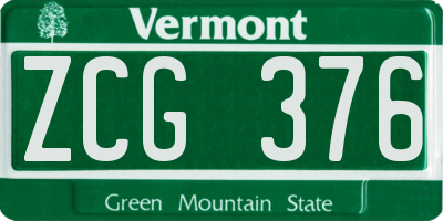VT license plate ZCG376