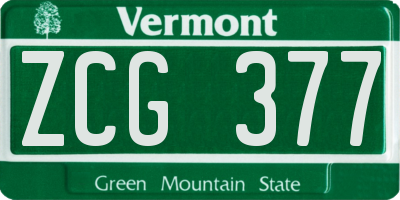 VT license plate ZCG377