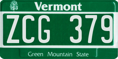 VT license plate ZCG379