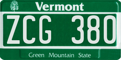 VT license plate ZCG380