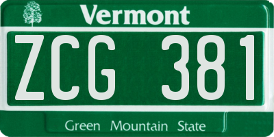 VT license plate ZCG381